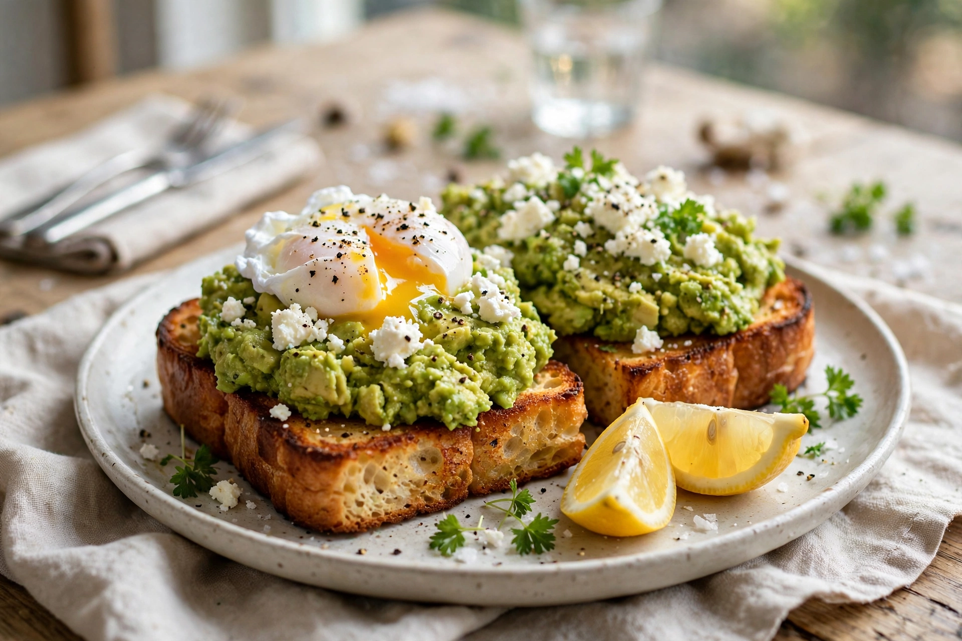 Smashed avocado on house-made brioche